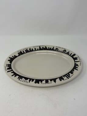 Vintage Fishs Eddy 212 New York City Homer Laughlin serving platter cream black